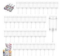Fyozyon Cake Push Pops With Lidsv, Cake Push Pop Containers, Reusable Food-Grade PP Plastic Push-Up Dessert Shooters, with Sticks & Stand (40PC)