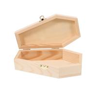 Fyozyon Coffin Shaped Jewelry Box with Hinged Lid Small Decorative Storage Organizer for Necklaces and Earrings Unique for Home Office Crafted From Pinewood