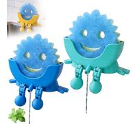 Fyozyon Cute Hanging Sponge Holder with Drainage - Keeps Your Sponge Dry & Smiling, for Scrub Daddy Holder, Funny Sponge Stand for Kitchen Sink (2pcs i)