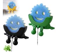 Fyozyon Cute Hanging Sponge Holder with Drainage - Keeps Your Sponge Dry & Smiling, for Scrub Daddy Holder, Funny Sponge Stand for Kitchen Sink (2pcs d)