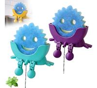 Fyozyon Cute Hanging Sponge Holder with Drainage - Keeps Your Sponge Dry & Smiling, for Scrub Daddy Holder, Funny Sponge Stand for Kitchen Sink (2pcs j)