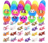 Fyozyon Easter Basket Stuffers, 4 Pcs 3D Printed Easter Egg with Bunny Figure Toys Prefilled, Flexible Articulated, Multicolor Figures, for Kids, Easter Basket Essentials (24 PCS With Easter Egg)