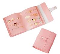 Fyozyon Green Travel Earring Organizer Booklet for Women & Girls - 63 Pair Capacity Earring Holder, Portable Stud Earring Case for Travel & Storage (Pink)