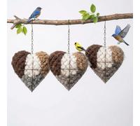 Fyozyon Handmade Alpaca Fiber Bird Nesting Heart - Refillable Bird Nesting Material Holder, 2026 New Hummingbird Nest Box for Outside Winter Shelter (3 Sets)
