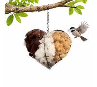 Fyozyon Handmade Alpaca Fiber Bird Nesting Heart, Refillable Nesting Materials, Heart-Shaped Hanging Bird Nest Holder for Hummingbirds & Wild Birds, Outdoor Garden Tree Decor Gift