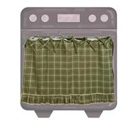 Fyozyon Handmade Farmhouse Oven Skirt, Ruffled Ribbon Tie Oven Curtain, Bohemia Kitchen Décor, Hide Clutter & Elevate Style for Cottage and Everyday Kitchen, Tool (Green)