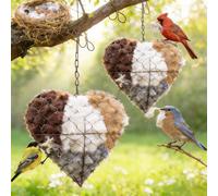 Fyozyon Handmade Fibe Nesting Heart, Nests Material Holder, Hummingbird Nest Boxes for Outside, Nester Houses Design, Dual-Season Outdoor Shelter for Garden (2pcs)
