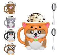 Fyozyon Highland Cow Ice Cream Pint Holder with Handle, Leak-Proof Ice Cream Container with 2 Spoons, Cute Animal Design for Ben & Jerry’s, No Cold Hands, Reusable Gift Idea (Orange Dog,1)