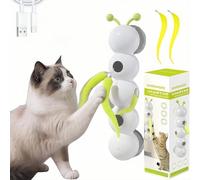 Fyozyon Interactive Cat Feather Toy, Automatic Fluffy Cat Teaser, Whack-a-Mole Cat Toy, USB Rechargeable, Wall-Mounted, with Suction Cup, Perfect for Indoor Cats