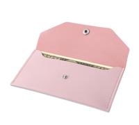 Fyozyon Leather Cash Wallet Organizer - Reusable Budget Envelope for Men & Women - Retro Clutch Style, Minimalist Design (Pink)