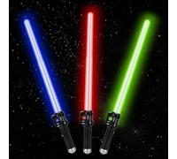 Fyozyon Light Up Saber, 3 Pack Lightup Sabers, Extendable & Collapsable Light up Saber Sword, Saber Toy Set with Motion Sensitive FX Sound, Light Up Sword Toy for Kids