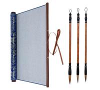 Fyozyon Magic Canvas Paint with Water, 30.7×15 Inch Large Chinese Calligraphy Paper Reusable Water Drawing Writing Cloth Scrolls with 3 Brushes Water Drawing Mat for Students Beginners Practicing