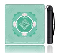 Fyozyon Mahjong Mat, Mahjong Mat for Table with Bag, 31.5" x 31.5" Rubber Anti Slip and Noise Reduction Board Gaming Mat for Mah Jongg, Poker, Board Tile Games, Dominoes (Green)