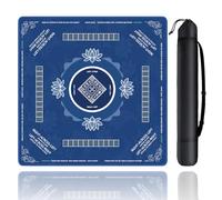 Fyozyon Mahjong Mat, Mahjong Mat for Table with Bag, 31.5" x 31.5" Rubber Anti Slip and Noise Reduction Board Gaming Mat for Mah Jongg, Poker, Board Tile Games, Dominoes (Deep-blue)