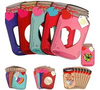 Fyozyon Mason Jar Valentines Day Cards, 50pcs Kraft Paper Modern Valentine Cards with Heart-Shaped Windows, Adult, Teen, Love, Unisex, 50 Count (A-50PCS)