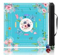 Fyozyon mat for table with Drawstring Bag/31.5Inch/american mahjong table cloth with rules mats (Light Blue)