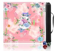 Fyozyon mat for table with Drawstring Bag/31.5Inch/american mahjong table cloth with rules mats (Pink)