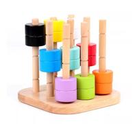 Fyozyon Montessori Wooden 3D Stacking Peg Board, Shape Sorter & Logical Thinking Development Toy