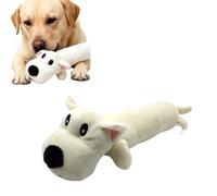 Fyozyon Plush Toys for Dogs, Dog Squeak Toys - Lying Down Puppy, Super Soft Squeaky & Crinkle Interactive Toy for Small, Medium, Large Dogs, Machine Washable (White)