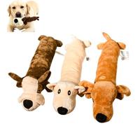 Fyozyon Plush Toys for Dogs, Dog Squeak Toys - Lying Down Puppy, Super Soft Squeaky & Crinkle Interactive Toy for Small, Medium, Large Dogs, Machine Washable (White)