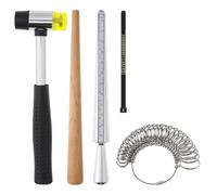Fyozyon Ring Sizer Mandrel Measuring Tool Steel Ring Sizing Gauge Kit Rubber Jeweler's Mallet Hammer Metal Finger Size Stick Wire Wrap Rings sizers