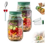 Fyozyon Salad Pod,Fresh Salad Bowl with Leak Proof Sauce Dressing Case, All-in-One Container for Lunch, 2025 New Reusable Meal Preparation Jars, Built-in Bowl Design for Office or Travel(2pcs)