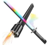 Fyozyon Sparking Sword - 31.5” LED Blade with Realistic Hit Sound & Fog Mist Effect | USB-C Rechargeable for Cosplay, Rave (Gray)