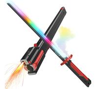 Fyozyon Sparking Sword - 31.5” LED Blade with Realistic Hit Sound & Fog Mist Effect | USB-C Rechargeable for Cosplay, Rave (Red)