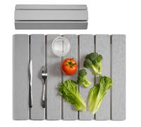 Fyozyon Stone Drying Mat for Kitchen Counter, 15.7"x11.8" Foldable Diatomaceous Earth Mat, Super Absorbent, Quick-Dry Bath & Kitchen Pad for Dishes, Cups, Non-Slip (Light Gray,15.7" x 11.8")