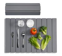 Fyozyon Stone Drying Mat for Kitchen Counter, 15.7"x11.8" Foldable Diatomaceous Earth Mat, Super Absorbent, Quick-Dry Bath & Kitchen Pad for Dishes, Cups, Non-Slip (Dark Gray,23.6" x 15.3")