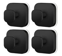 Fyozyon Suction Cup Hooks for Shower, Heavy Duty Strong Hold, Removable & Reusable Metal Hooks to Hang Towels, Robes & Coats on Bathroom Walls, Glass (Black-4pc)
