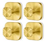 Fyozyon Suction Cup Hooks for Shower, Heavy Duty Strong Hold, Removable & Reusable Metal Hooks to Hang Towels, Robes & Coats on Bathroom Walls, Glass (Gold-4pc)
