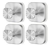 Fyozyon Suction Cup Hooks for Shower, Heavy Duty Strong Hold, Removable & Reusable Metal Hooks to Hang Towels, Robes & Coats on Bathroom Walls, Glass (Silver-4pc)