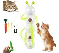 Fyozyon Whack a Worm Cat Toy, Smart Motion Cat Toy with Worm Design, USB Rechargeable Interactive Cat Feather Toy with Suction Cup for Stable Play, Moving Caterpillar Cat Toys for Indoor Cats (A)