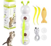 Fyozyon Whack a Worm Post Cat Toy, 2026 New Smart Sensor Cat Toy Caterpillar, Automatic Fluffy Tail Teaser With Motion Sensor, USB Rechargeable, Suction Cup (1pc)
