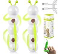 Fyozyon Whack A Worm Post Cat Toy, Interactive Cat Feather Toys, Caterpillar Smart Caterpillars for Indoor Cats with Moving Concealed Feather, USB Rechargeable, Wall-Mounted Suction Cup Whirlie