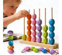 Fyozyon Wooden Bead Sequencing & Color Matching Toy, 4-in-1 Montessori Learning Toy for Toddlers 3+ Years - Stringing, Stacking, Sorting & Column Play, Educational Gift Set for Boys & Girls