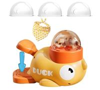 Fyozyon Yellow Duck Cat Feeder Toy with Duck Bib, Interactive Treat Dispenser for Cats & Small Dogs with 3 Adjustable Lids, Puzzle Toy for Slower Eating and Indoor Play