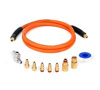 FYPower 10 Pieces Hybrid Lead-in Air Hose kit, 3/8 Inch x 6 ft Whip Air Compressor Hose Kit, 1/4" NPT Air Coupler and Plug, Industrial Solid Brass Quick Connect, 360° Swivel Connector