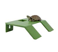 fypuda Turtle Resting Basking Platform, Double Ladder Turtle Climbing Ramp, Tortoise Resting Terrace for Frog Terrapin Reptile Amphibian Habitat Hideouts Floating Tank Décor (Green, Small)