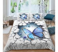 FYQTCIAN Butterfly Duvet Cover Sets 3 PCS Hotel Quality Quilt Cover Bedding Set Bed Covers with Pillowcases with Zipper Closure Breathable Stylish Comforter King(220x240cm)