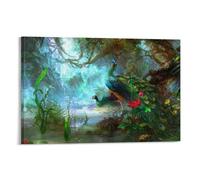 FYQTCIAN Canvas Wall Art, Pictures for Living Room And Bedroom, Peacock, wildlife Framed Prints for Walls, Print for Special Occasions Ready To Hang 20x30inch(50x75cm)