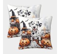 FYQTCIAN Polyester Linen DALMATIAN Cushion Covers for Sofa, Couch & Bed - Animal Dog Decorative Throw Pillow Cases Set of 2 - Machine Washable, Fade-Resistant & Wrinkle-Resistant 40x40cm