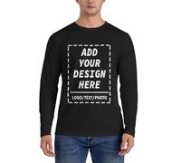 Fyralune Personalised Long Sleeve T Shirt with Image Text Name Custom Long Sleeve top Men Women Add Your Photo Tops Shirt,Tee for Work, Travel, Gym or Sport