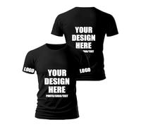 Fyralune Personalised T-Shirt for Men & Custom T Shirts Women,Design Your Own Customisable Shirt, Customisable T-Shirts Add Photos/Text, for Couples Printing Birthdays customised Gifts Black