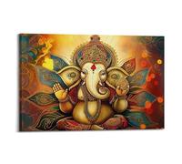 FYRCO Mythological Art Posters Gilded Elephant Head Deity of Ganesh The Remover Decorative Painting Canvas Poster 16x24inch(40x60cm)