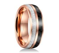Fyrddyn 6mm 8mm 10mm RoseGold Tungsten Carbide Rings Black Mens Wedding Band Groove Center Ring Beveled Edges Comfort Fit Size 5-14.5, 9 UK, Metal, No Gemstone