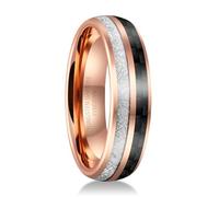 Fyrddyn 6mm 8mm 10mm RoseGold Tungsten Carbide Rings Black Mens Wedding Band Groove Center Ring Beveled Edges Comfort Fit Size 5-14.5, 6.5 UK, Metal, No Gemstone