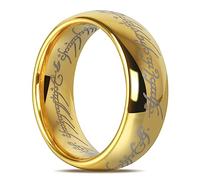 Fyrddyn 6MM 8MM 10MM Tungsten Ring Mens Wedding Band Engraved Magic Power Rings Thin Gold/Black Medium Groove Comfort Fit Size 4-15.5 7 Metal No Gemstone