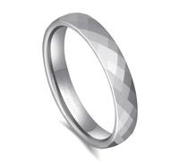 Fyrddyn Promise Ring for Couple 4mm Black/Silver/Golden/Rose Golden Multi-faceted Tungsten Wedding Band for Men Women, 11.5, Metal, No Gemstone